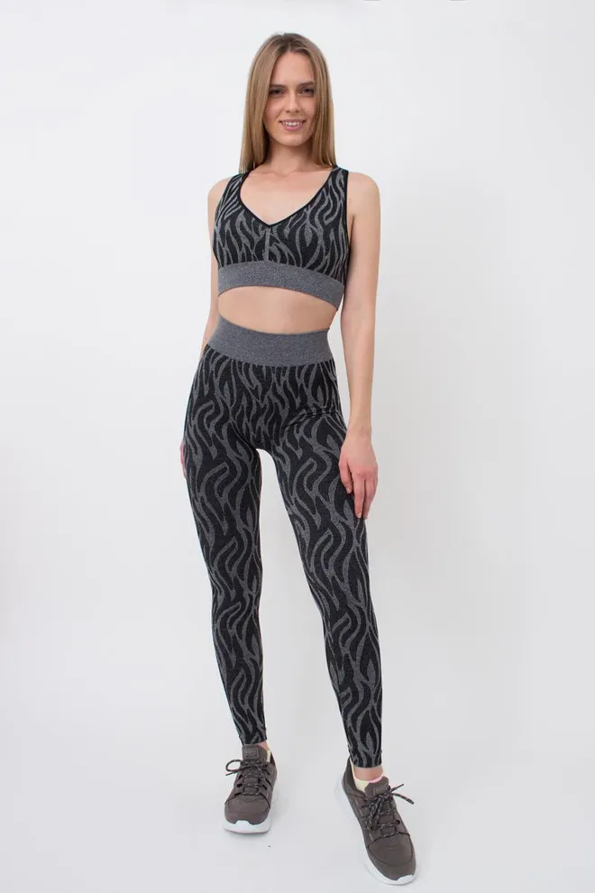 Леггинсы с анималистичным принтом LEGGINGS ANIMAL MELANGE 01 Giulia (nero), черный