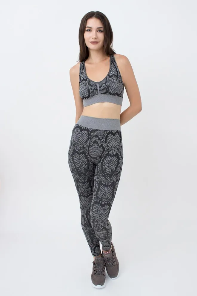 Леггинсы с анималистичным принтом LEGGINGS ANIMAL MELANGE 02 Giulia (poppy seed), серый