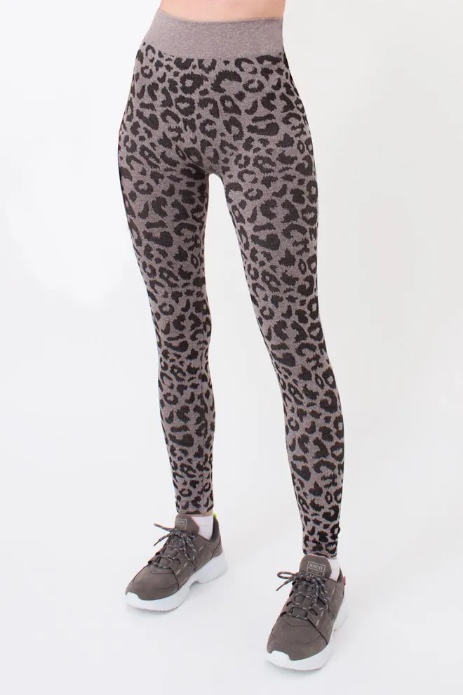 Леггинсы с анималистичным принтом LEGGINGS ANIMAL MELANGE 03 Giulia (deep taupe), коричневый