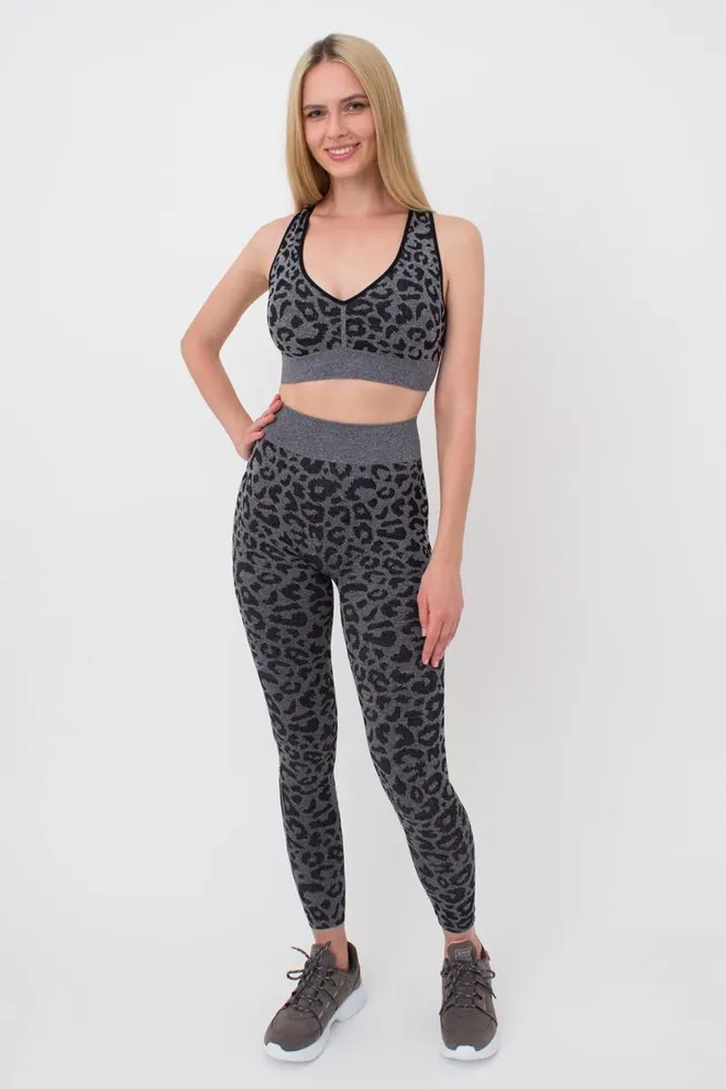 Леггинсы с анималистичным принтом LEGGINGS ANIMAL MELANGE 03 Giulia (black), чёрный