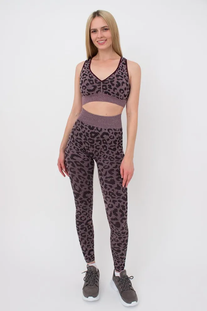 Леггинсы с анималистичным принтом LEGGINGS ANIMAL MELANGE 03 Giulia (marsala), бордовый