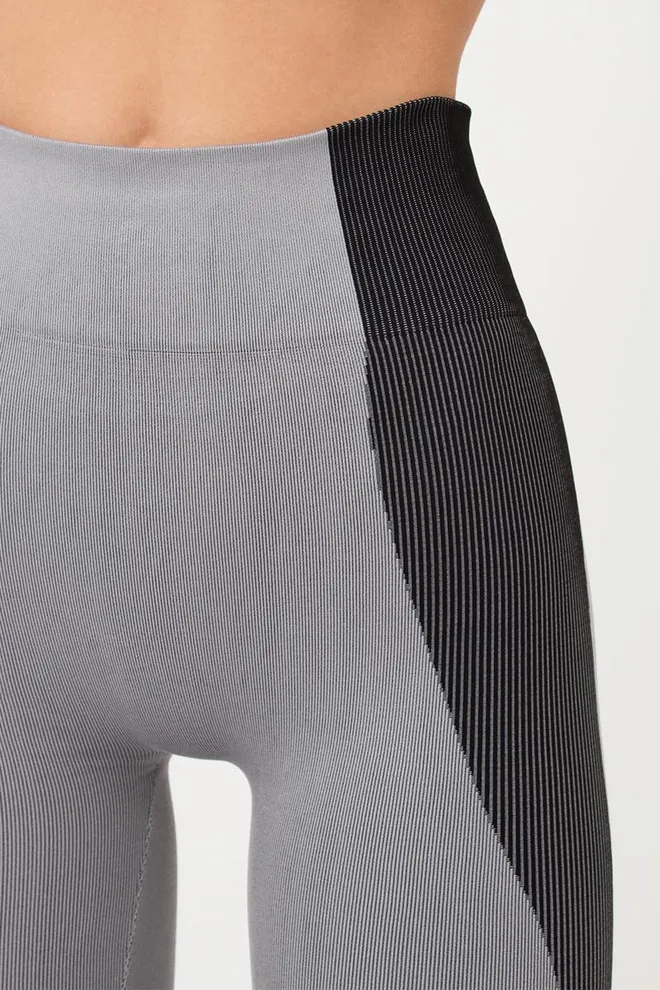 Спортивные леггинсы бесшовные со вставкой в рубчик LEGGINGS COLOR BLOCK Giulia (ultimate grey), серый