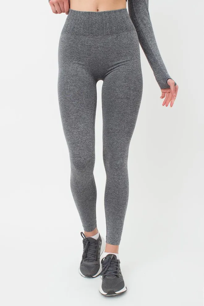 Леггинсы спортивные с широким поясом в рубчик Leggings Free Melange Giulia (nero), черный