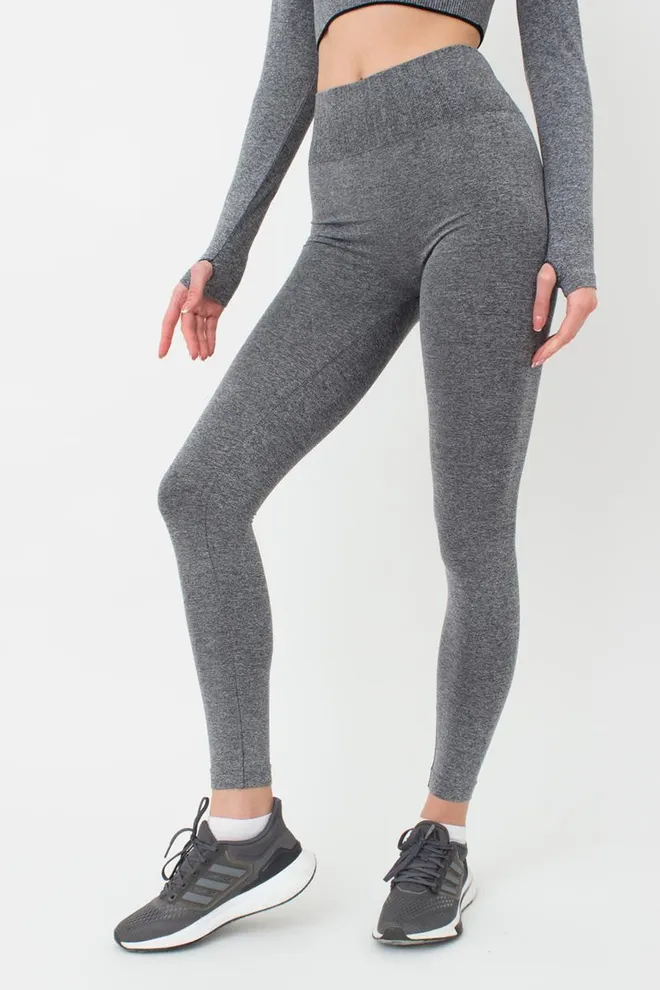 Леггинсы спортивные с широким поясом в рубчик Leggings Free Melange Giulia (nero), черный