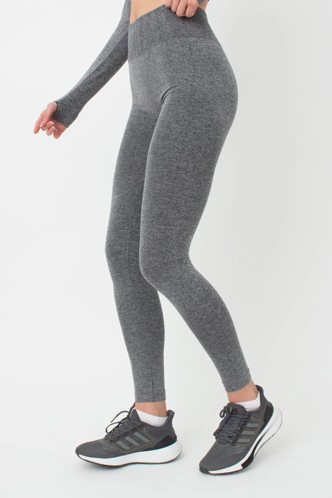 Леггинсы спортивные с широким поясом в рубчик Leggings Free Melange Giulia (nero), черный