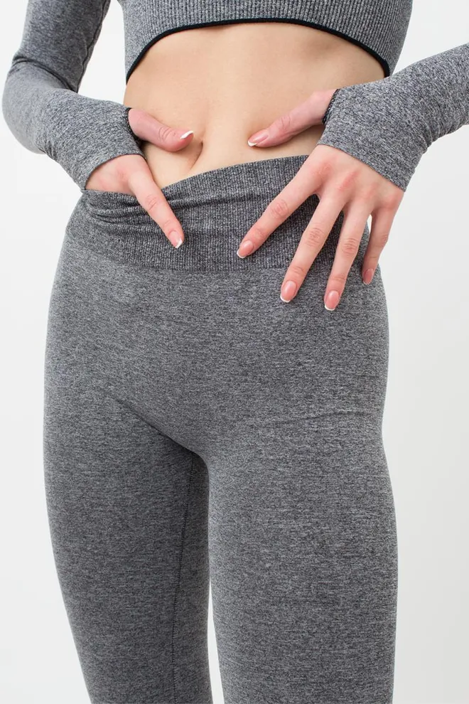 Леггинсы спортивные с широким поясом в рубчик Leggings Free Melange Giulia (nero), черный