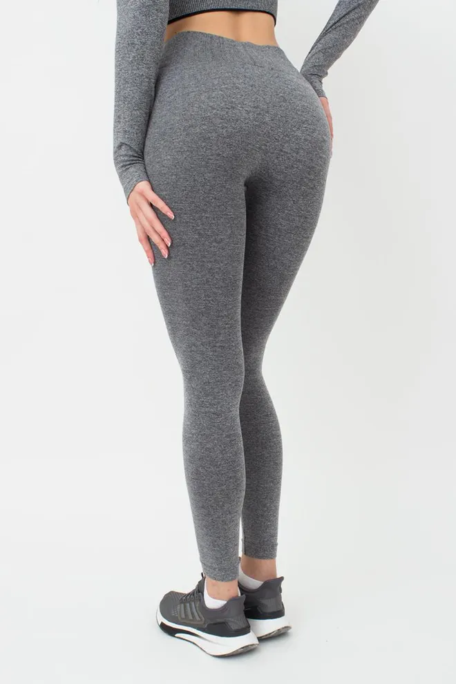 Леггинсы спортивные с широким поясом в рубчик Leggings Free Melange Giulia (nero), черный