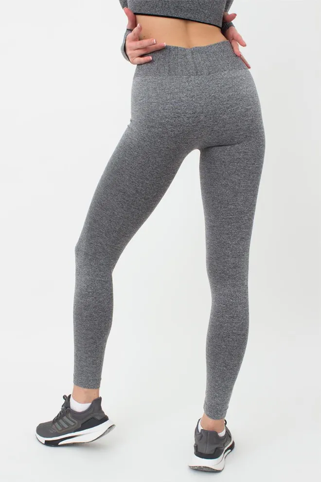 Леггинсы спортивные с широким поясом в рубчик Leggings Free Melange Giulia (nero), черный