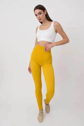 Леггинсы спортивные в рубчик с моделирующим швом LEGGINGS RIB Giulia (honey), желтый
