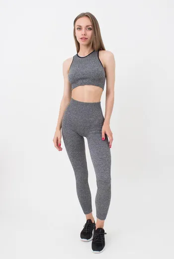 Леггинсы спортивные в рубчик Leggings Rib Melange Giulia (black), черный