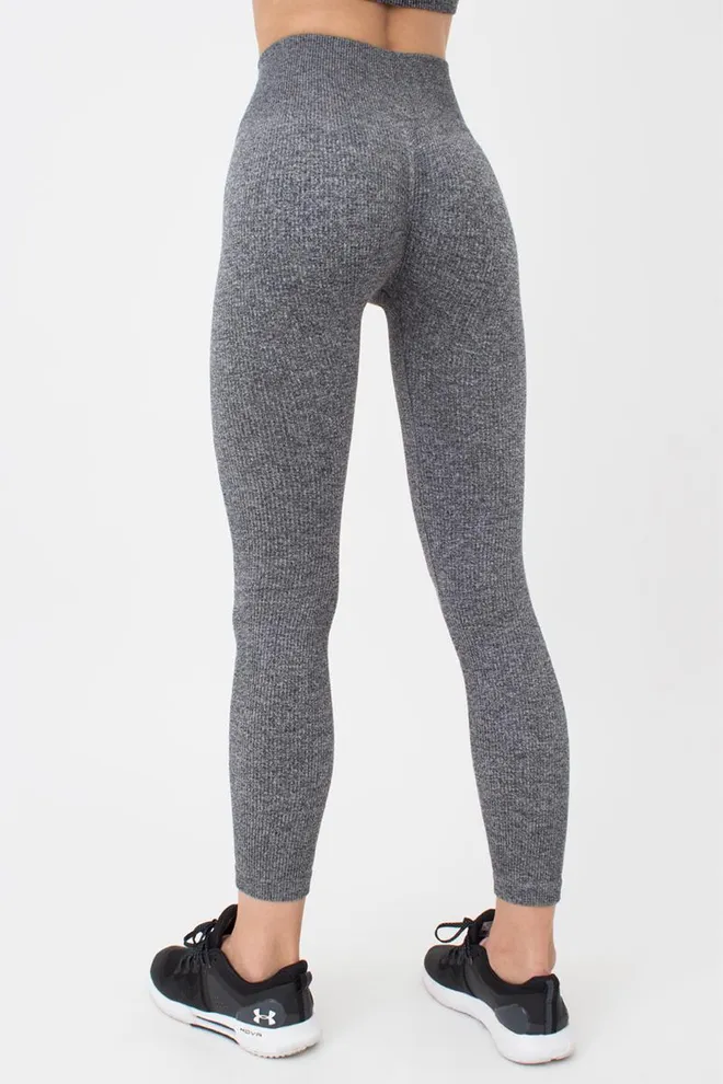 Леггинсы спортивные в рубчик Leggings Rib Melange Giulia (black), черный