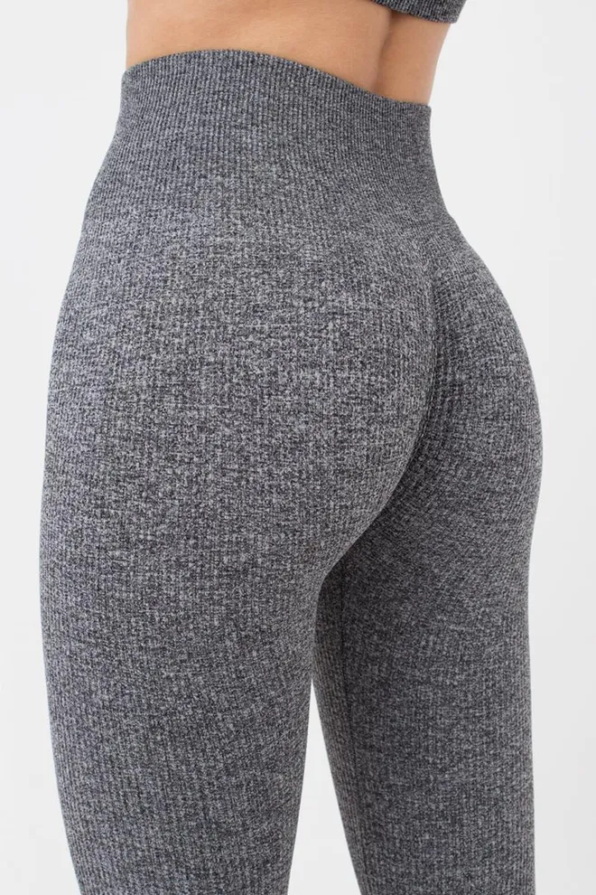 Леггинсы спортивные в рубчик Leggings Rib Melange Giulia (black), черный