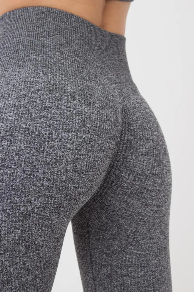 Леггинсы спортивные в рубчик Leggings Rib Melange Giulia (black), черный