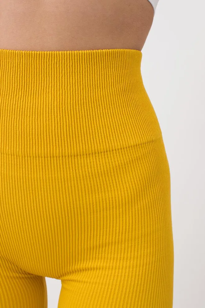 Леггинсы спортивные в рубчик с моделирующим швом LEGGINGS RIB Giulia (honey), желтый