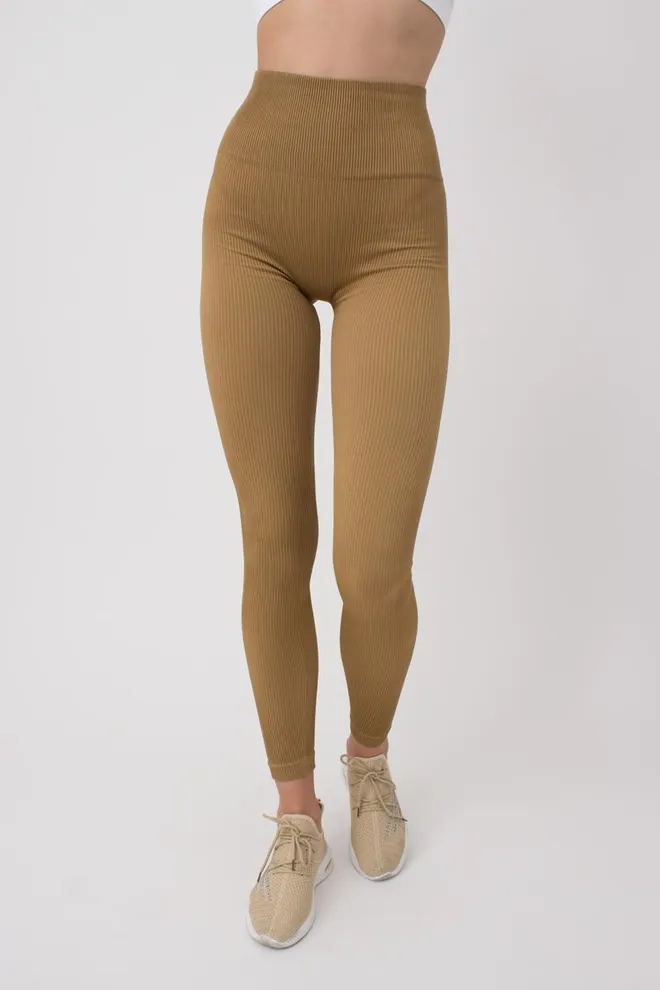 Леггинсы спортивные в рубчик с моделирующим швом LEGGINGS RIB Giulia (ermine), коричневый