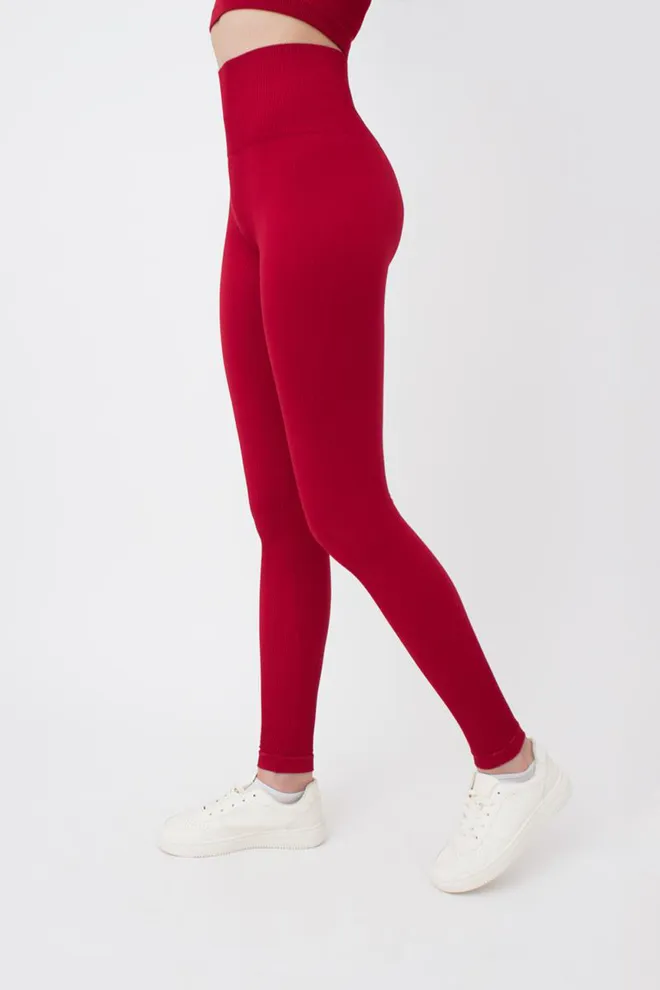 Легінси спортивні в рубчик з моделюючим швом LEGGINGS RIB Giulia (winery), бордовий