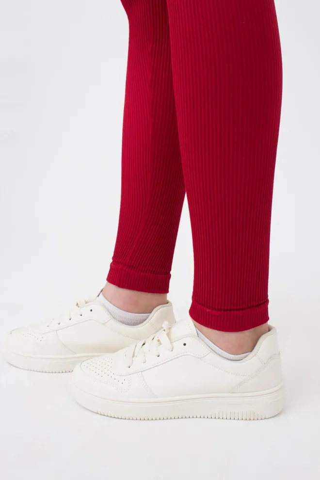 Легінси спортивні в рубчик з моделюючим швом LEGGINGS RIB Giulia (winery), бордовий