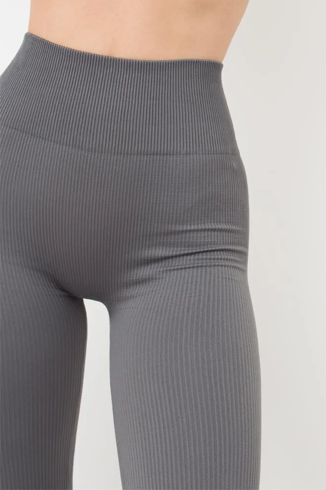 Легінси спортивні в рубчик з моделюючим швом LEGGINGS RIB Giulia (poppy seed), сірий