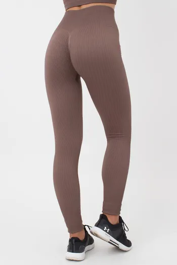 Леггинсы спортивные в рубчик с моделирующим швом LEGGINGS RIB Giulia (deep taupe), коричневый