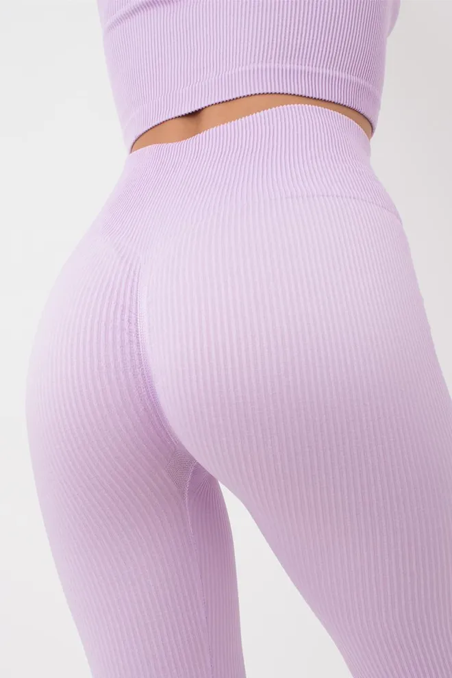 Леггинсы спортивные в рубчик с моделирующим швом LEGGINGS RIB Giulia (orchid bloom), фиолетовый