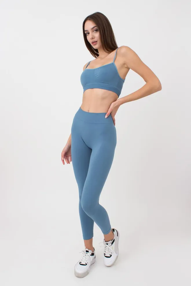 Безшовні легінси з мікрофібри LEGGINGS Giulia (spring lake), блакитний