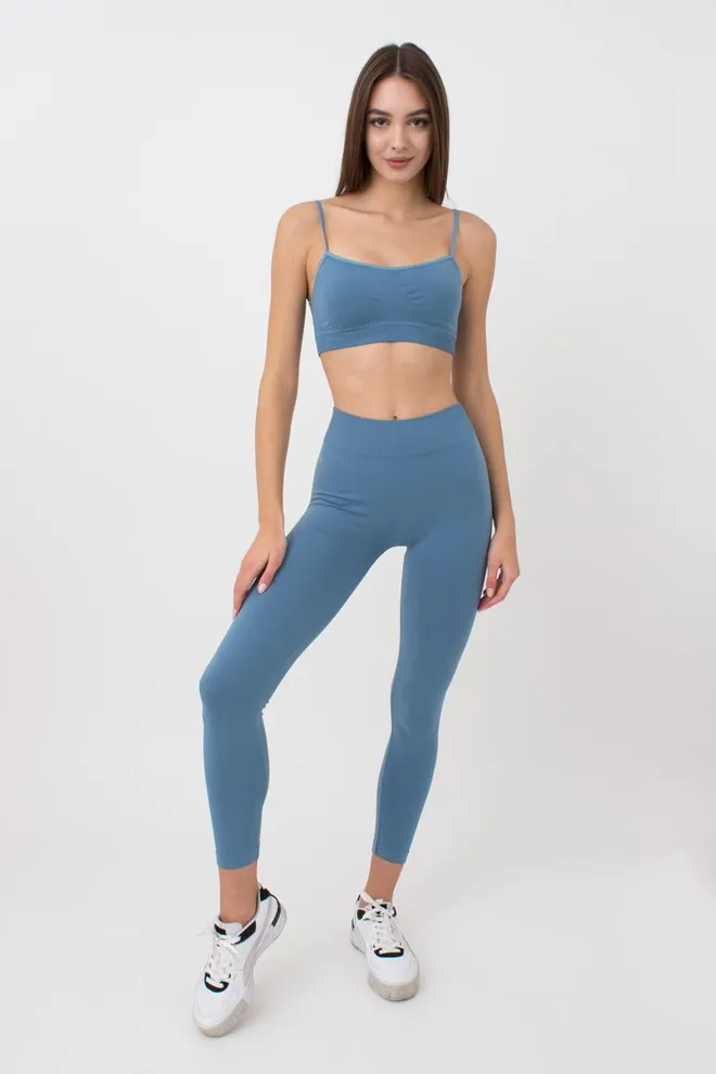 Безшовні легінси з мікрофібри LEGGINGS Giulia (spring lake), блакитний