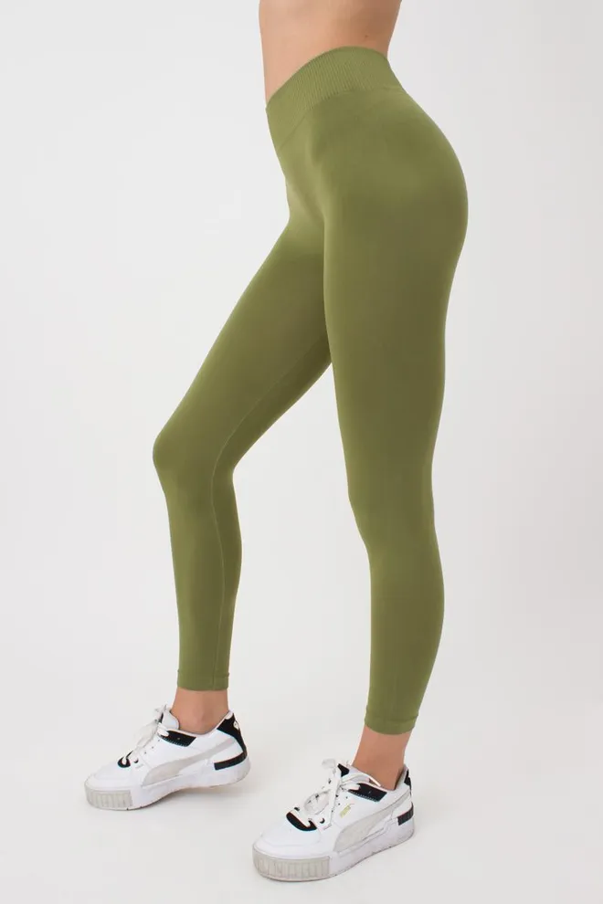 Безшовні легінси з мікрофібри LEGGINGS Giulia (olive branch), зелений