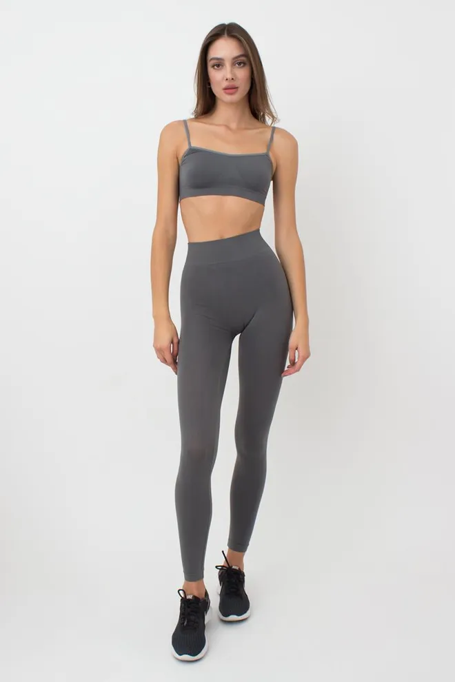 Безшовні легінси з мікрофібри LEGGINGS Giulia (poppy seed), сірий