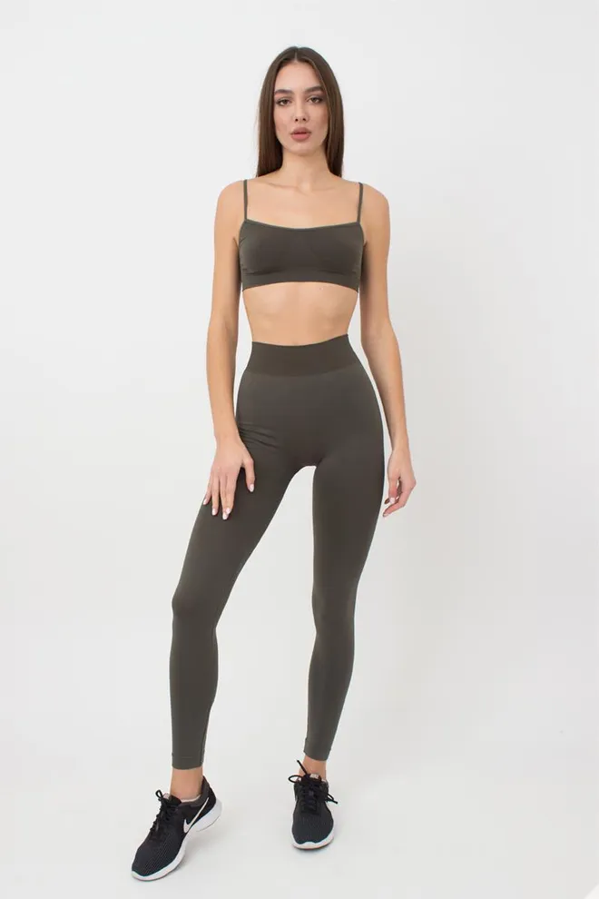 Безшовні спортивні легінси з мікрофібри LEGGINGS 02 Giulia (khaki), зелений