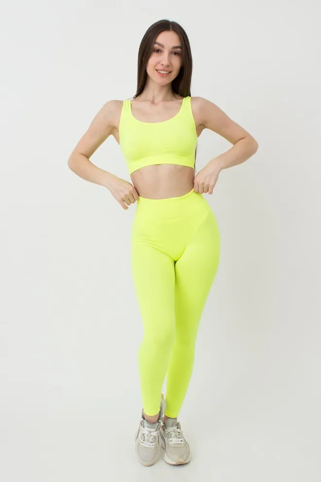 Безшовні спортивні легінси з мікрофібри LEGGINGS 02 Giulia (yellow neon), жовтий