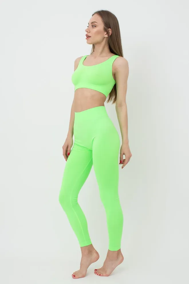 Бесшовные спортивные леггинсы из микрофибры LEGGINGS 02 Giulia (green neon), зеленый