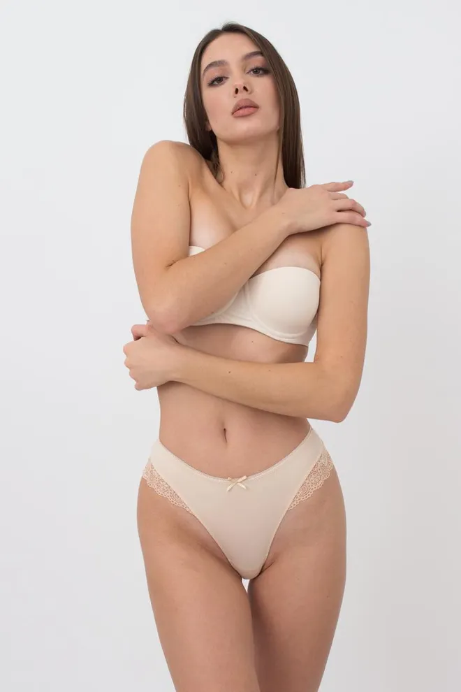 Женские кружевные трусы бразилиана Linda 2201/02 Giulia (beige)