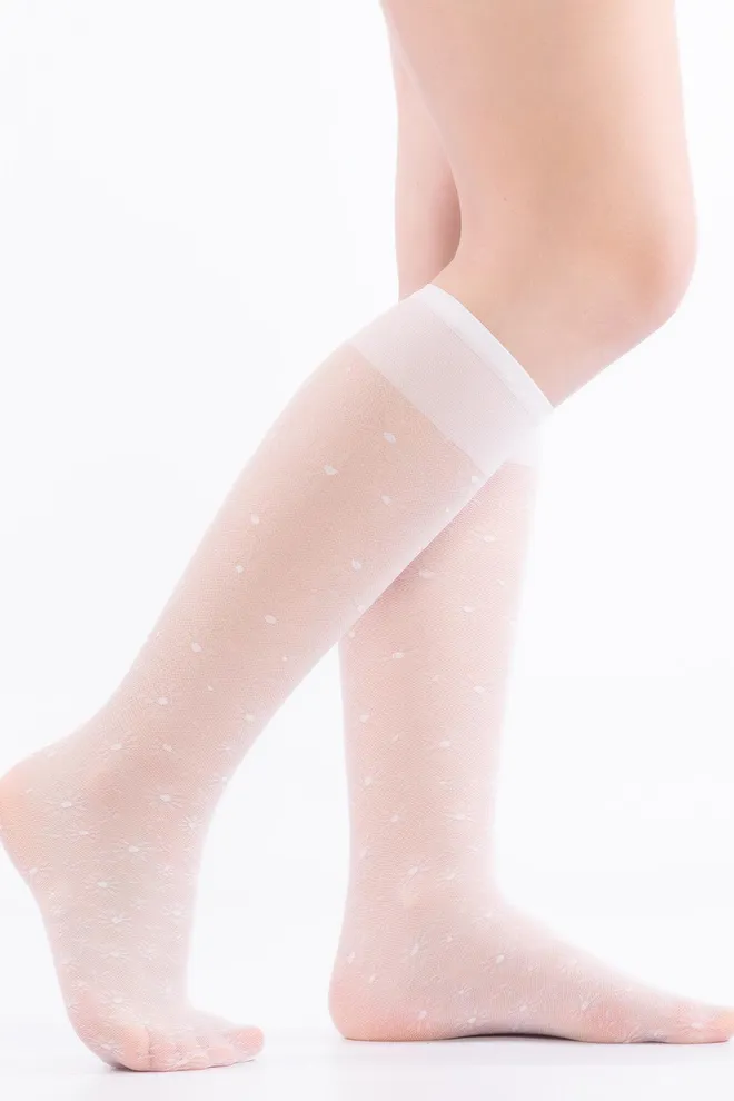 LNG-07 gambaletto Классические детские гольфы с цветочками TM GIULIA  (bianco)