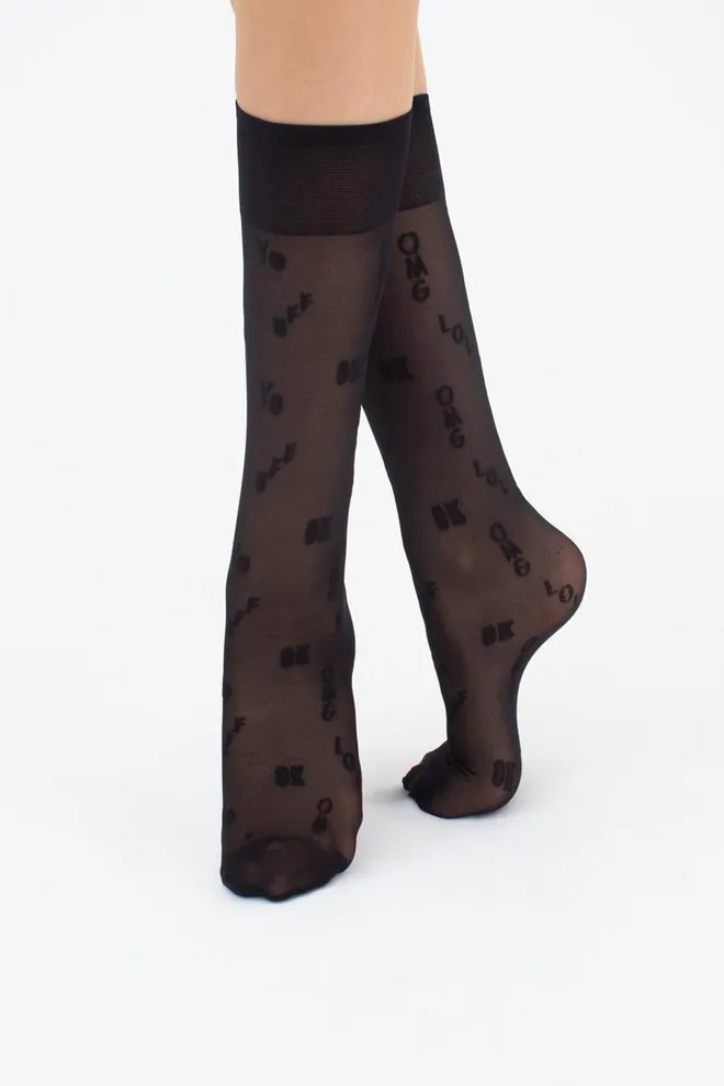 Детские капроновые гольфы с надписями LNG-13 Giulia (nero)