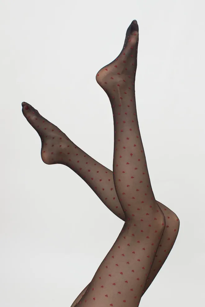Колготки с рисунком сердечко Lovers 20 den model 4 Giulia (nero/rosso), черный