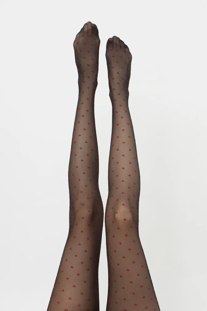 Колготки с рисунком сердечко Lovers 20 den model 4 Giulia (nero/rosso), черный