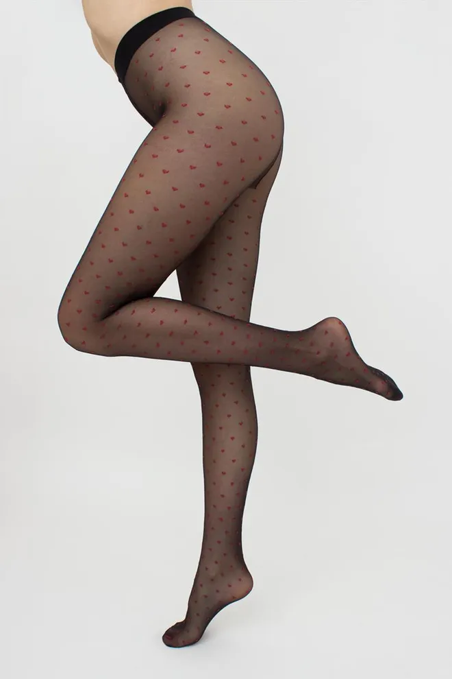 Колготки с рисунком сердечко Lovers 20 den model 4 Giulia (nero/rosso), черный