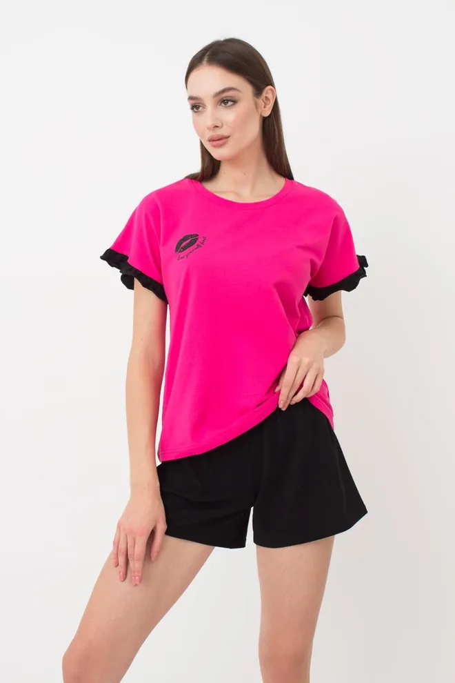 Женская хлопковая пижама Love Yourself 6120/010 Giulia (pink/black)
