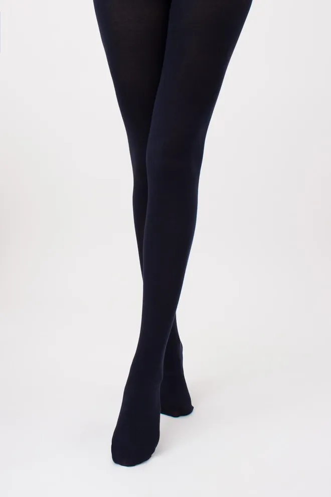 Теплые хлопковые колготки Lucky cotton 200 den Giulia (navy), синий