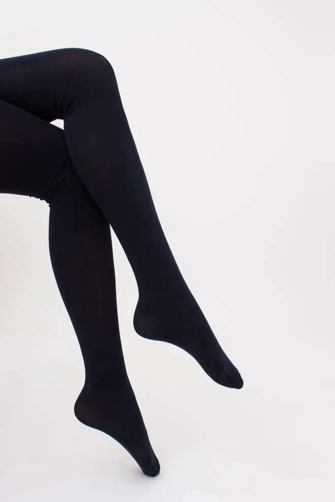 Теплые хлопковые колготки Lucky cotton 200 den Giulia (navy), синий