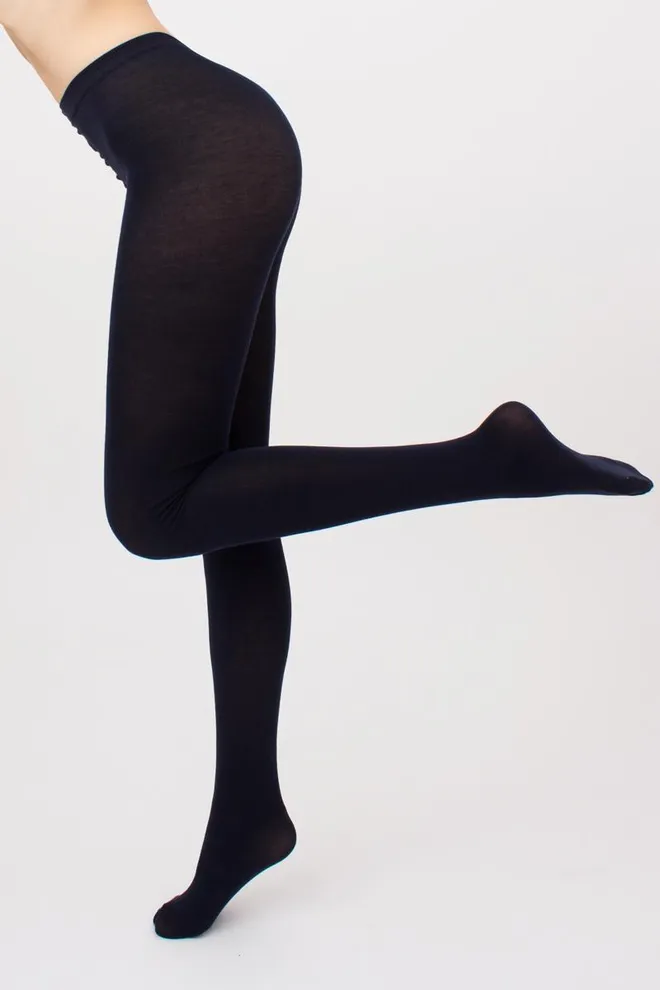Теплые хлопковые колготки Lucky cotton 200 den Giulia (navy), синий