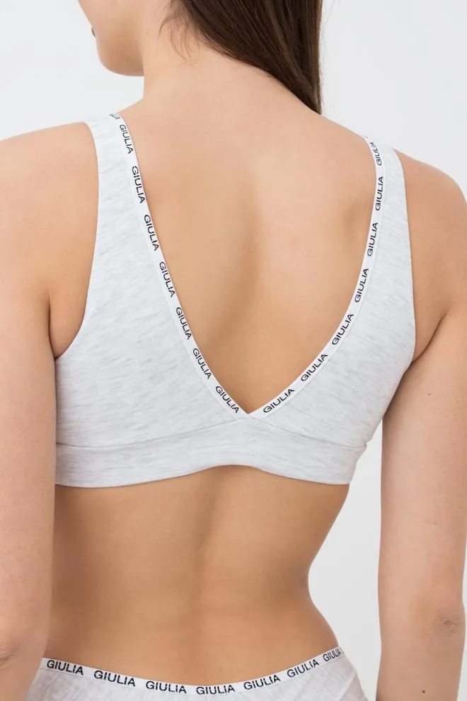 Бюстгальтер хлопковый Logo 1604/60 Giulia (grey melange)