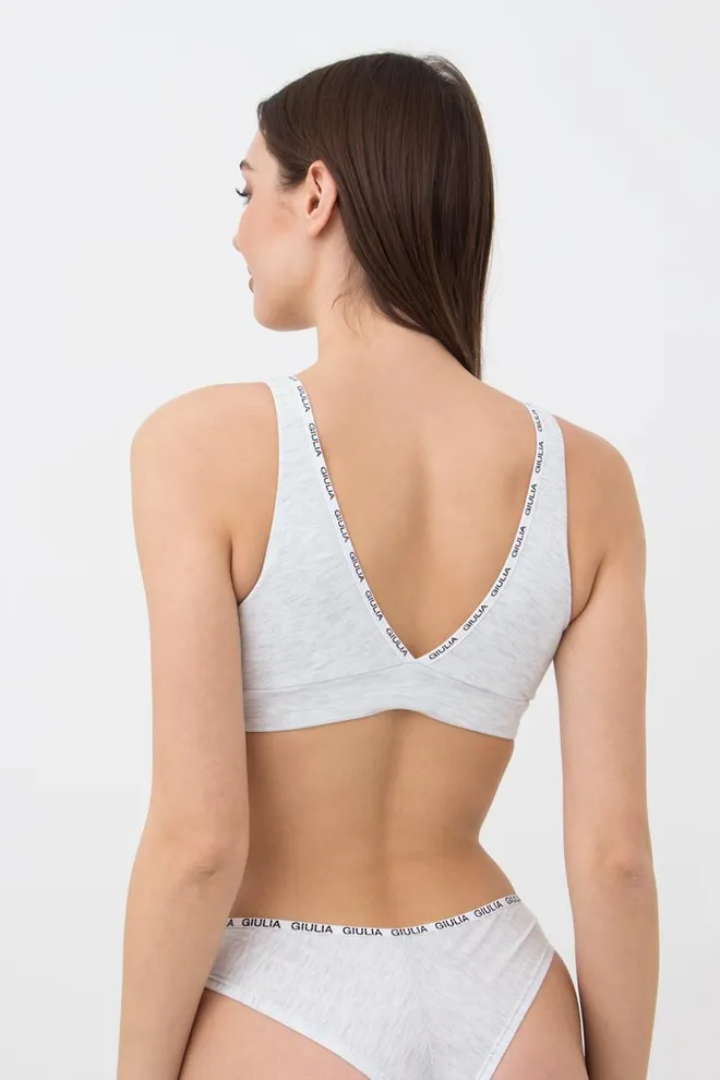 Бюстгальтер хлопковый Logo 1604/60 Giulia (grey melange)