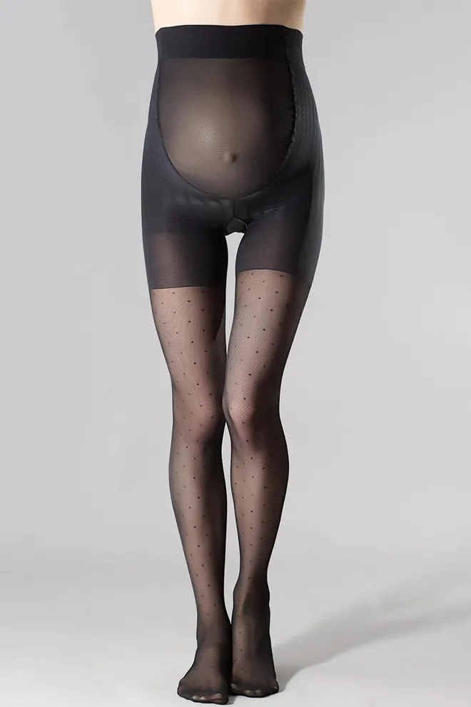 Фантазийные колготки в горох для беременных Mama amalia 40 model 1 Giulia (nero)