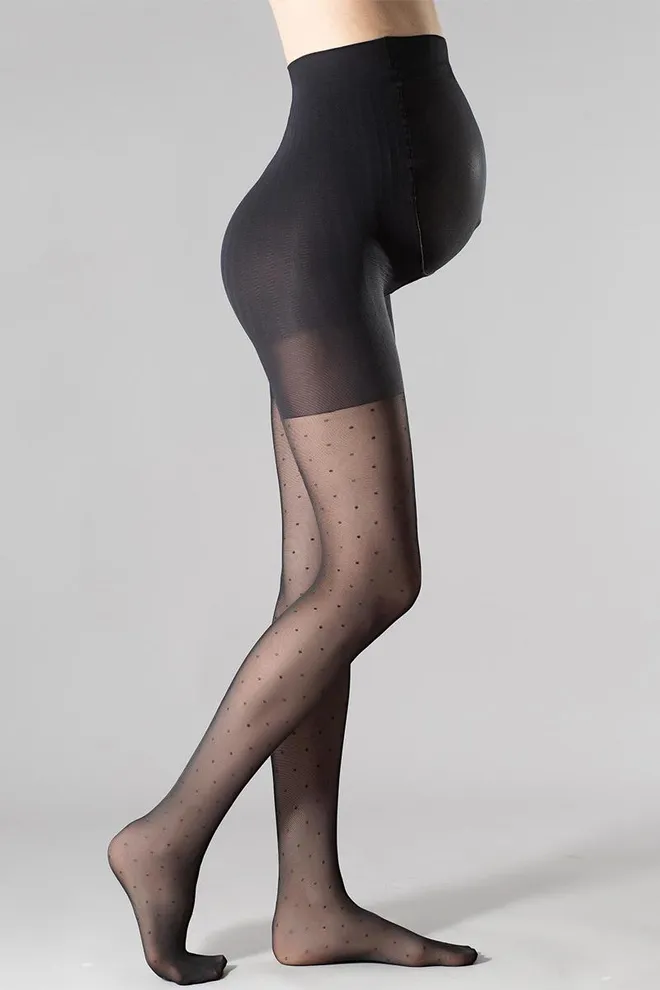 Фантазийные колготки в горох для беременных Mama amalia 40 model 1 Giulia (nero)