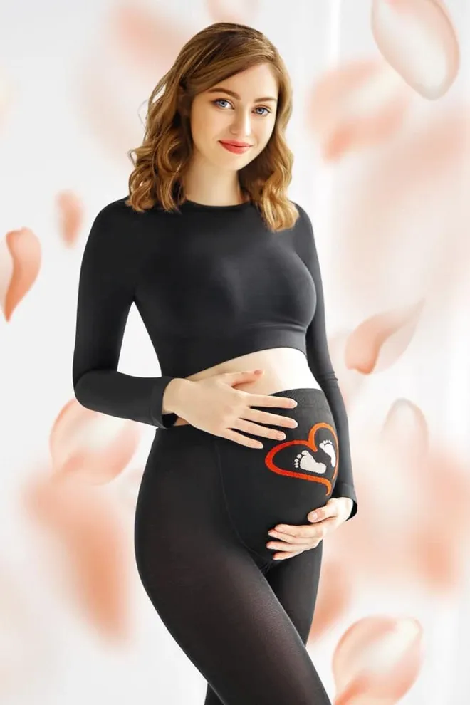 Теплые фантазийные колготки для беременных Mama cotton fashion 001 Giulia (nero)