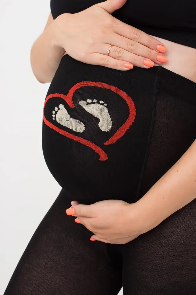 Теплые фантазийные колготки для беременных Mama cotton fashion 001 Giulia (nero)