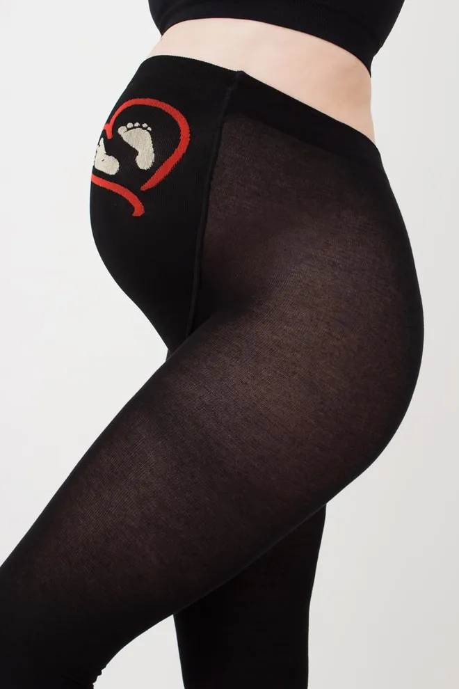 Теплые фантазийные колготки для беременных Mama cotton fashion 001 Giulia (nero)