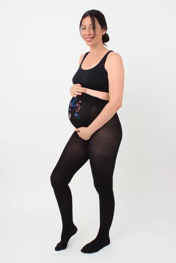 Теплые фантазийные колготки для беременных Mama cotton fashion 002 Giulia (nero)