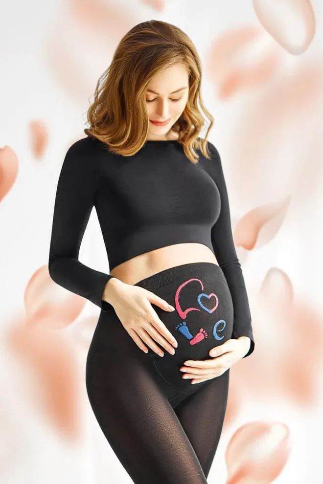Теплые фантазийные колготки для беременных Mama cotton fashion 003 Giulia (nero)